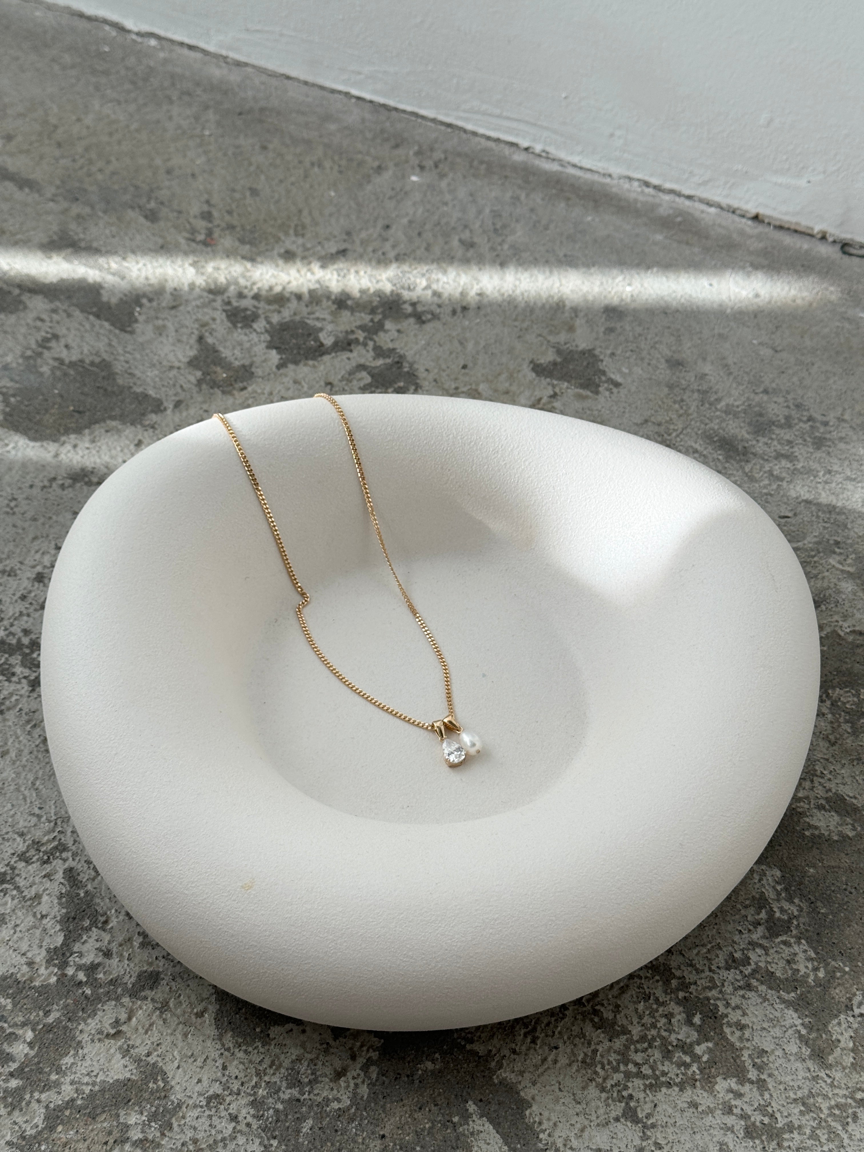 Athena Gold Plated Necklace - Pearl & Zircon - RFND